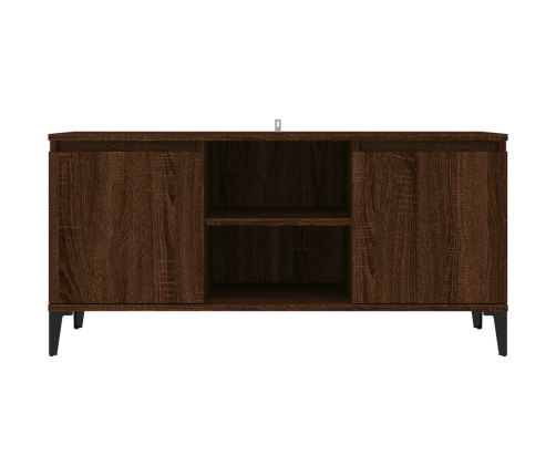 vidaXL Mueble de TV con patas de metal marrón roble 103,5x35x50 cm