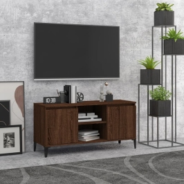Mueble de TV con patas de metal marrón roble 103,5x35x50 cm