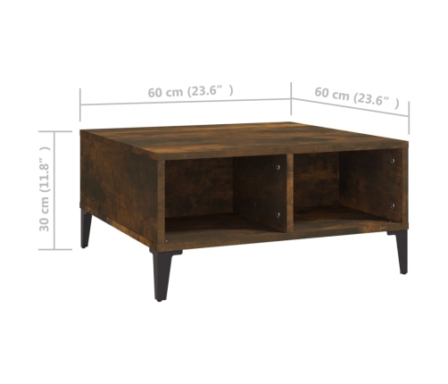 Mesa de centro madera de ingeniería roble ahumado 60x60x30 cm