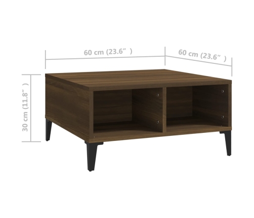 Mesa de centro madera de ingeniería marrón roble 60x60x30 cm