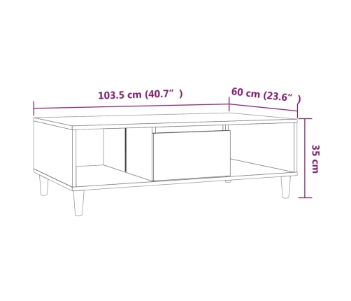 Mesa de centro madera de ingeniería roble ahumado 103,5x60x35cm