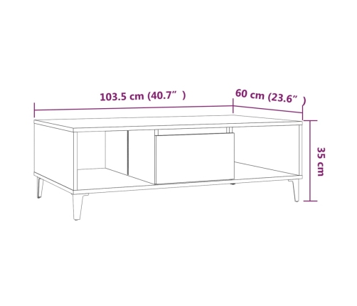 Mesa de centro madera ingeniería marrón ahumado 103,5x60x35 cm