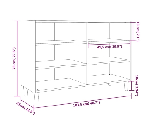 Aparador de madera de ingeniería gris Sonoma 103,5x35x70 cm