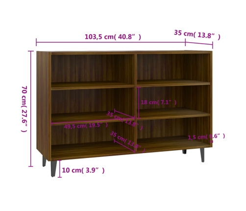 Aparador de madera de ingeniería marrón roble 103,5x35x70 cm
