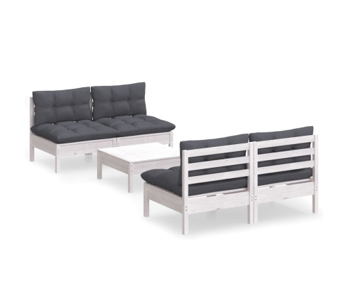 Muebles de jardín 5 pzas con cojines antracita madera de pino