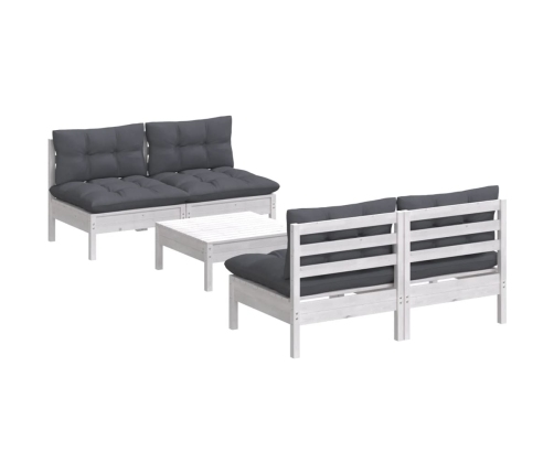Muebles de jardín 5 pzas con cojines antracita madera de pino