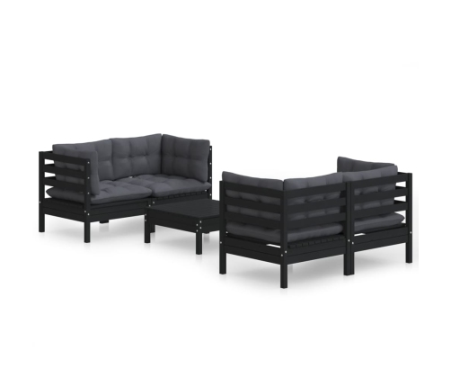Muebles de jardín 5 pzas con cojines antracita madera de pino