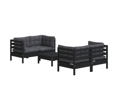 Muebles de jardín 5 pzas con cojines antracita madera de pino