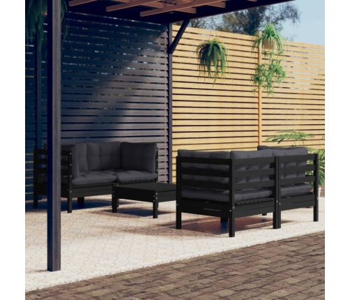 Muebles de jardín 5 pzas con cojines antracita madera de pino