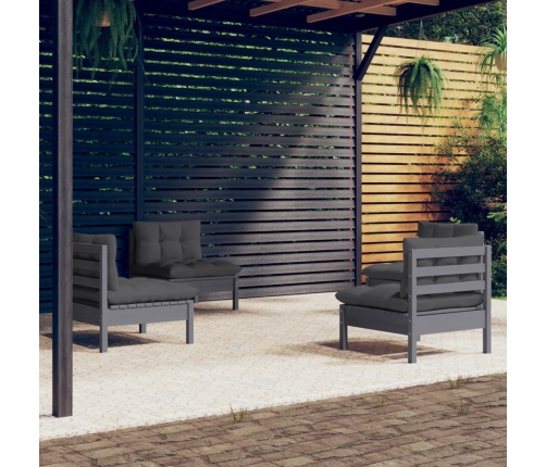 Muebles de jardín 4 pzas con cojines antracita madera de pino