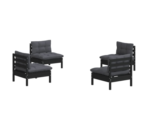 Muebles de jardín 4 pzas con cojines antracita madera de pino