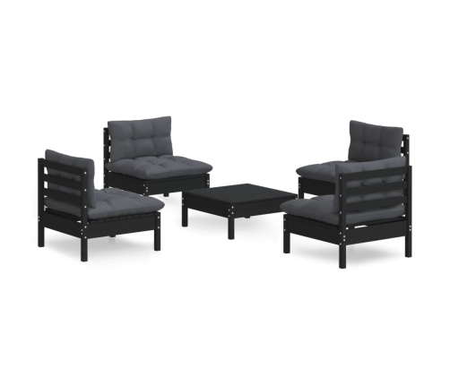 Muebles de jardín 5 pzas con cojines antracita madera de pino