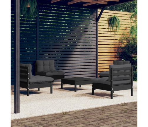 Muebles de jardín 5 pzas con cojines antracita madera de pino
