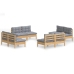 Juego de muebles de jardín 8 pzas y cojines madera pino gris