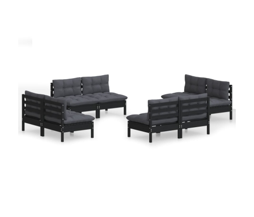 Muebles de jardín 8 pzas con cojines antracita madera de pino