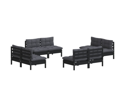 Muebles de jardín 8 pzas con cojines antracita madera de pino