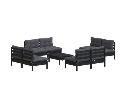 Muebles de jardín 9 pzas con cojines antracita madera de pino