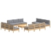 Juego de muebles de jardín 13 pzas y cojines madera pino gris