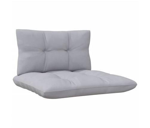 Juego de muebles de jardín 13 pzas y cojines madera pino gris