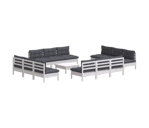 Muebles de jardín 13 pzas con cojines antracita madera de pino