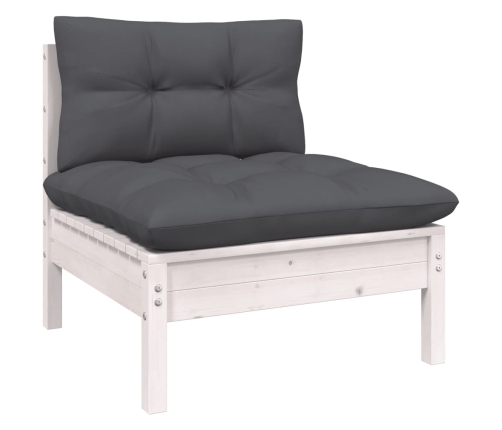 Muebles de jardín 13 pzas con cojines antracita madera de pino