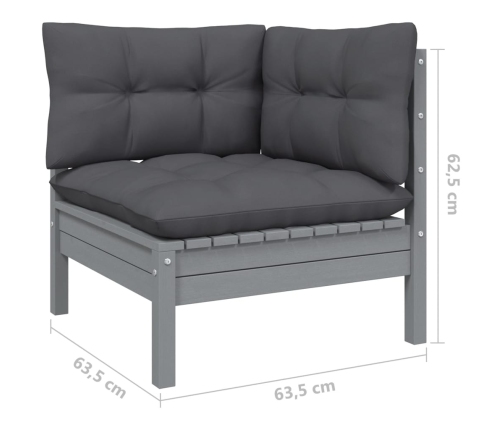 Muebles de jardín 9 pzas con cojines antracita madera de pino