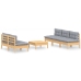 Juego de muebles de jardín 6 pzas y cojines madera pino gris