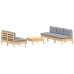Juego de muebles de jardín 6 pzas y cojines madera pino gris