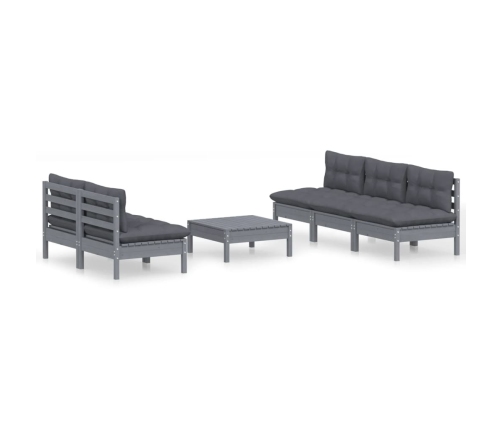 Muebles de jardín 6 pzas con cojines antracita madera de pino