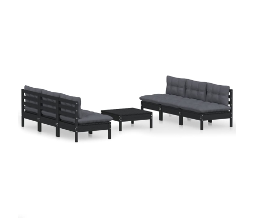 Muebles de jardín 7 pzas con cojines antracita madera de pino