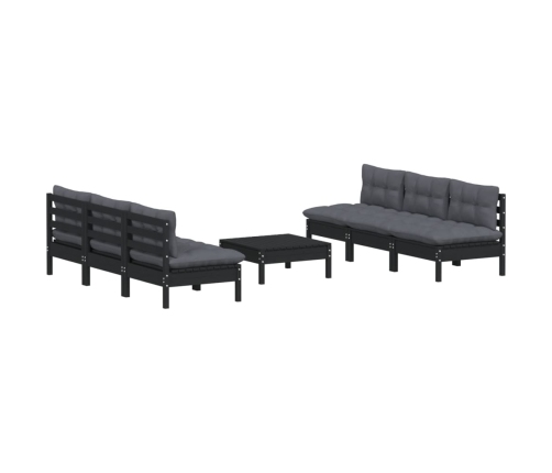 Muebles de jardín 7 pzas con cojines antracita madera de pino