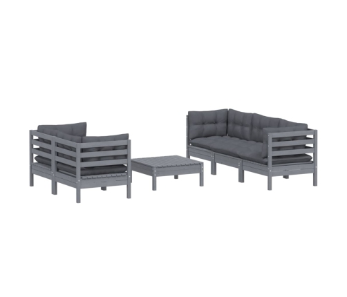 Muebles de jardín 6 pzas con cojines antracita madera de pino