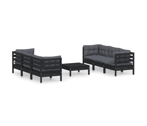 Muebles de jardín 7 pzas con cojines antracita madera de pino