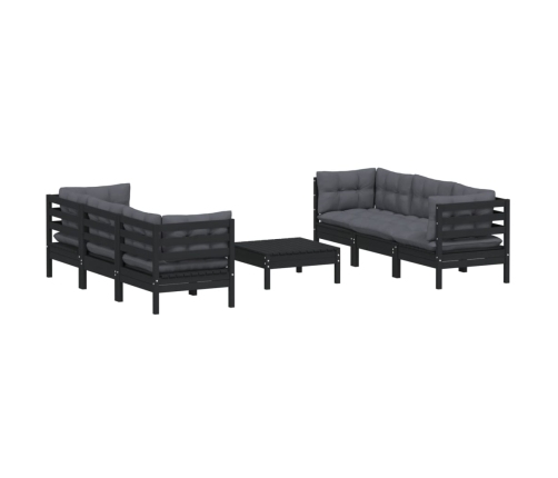Muebles de jardín 7 pzas con cojines antracita madera de pino