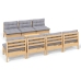 Juego de muebles de jardín 8 pzas y cojines madera pino gris