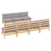 Juego de muebles de jardín 8 pzas y cojines madera pino gris