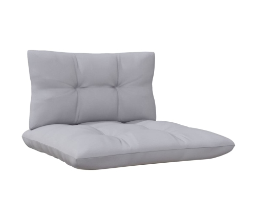 Juego de muebles de jardín 8 pzas y cojines madera pino gris