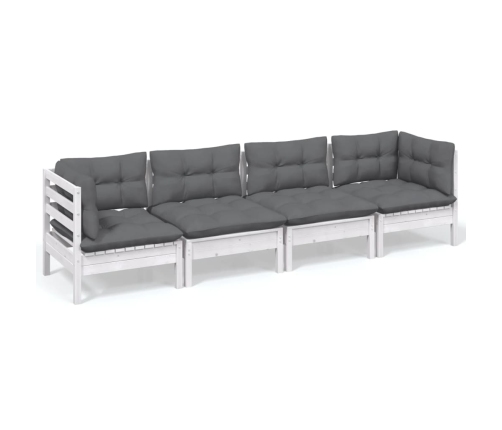 Juego de muebles de jardín 4 pzas y cojines madera maciza pino