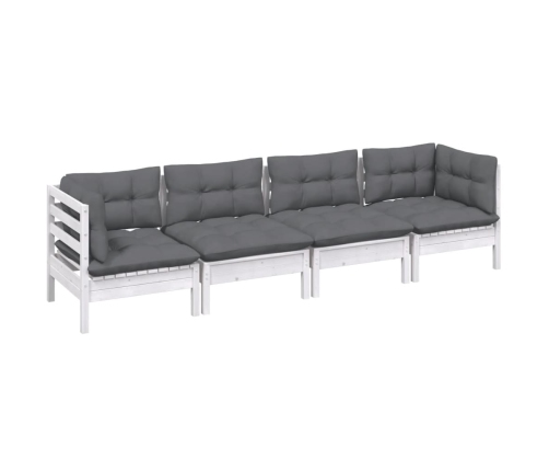 Juego de muebles de jardín 4 pzas y cojines madera maciza pino