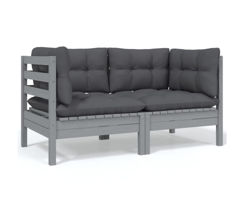 Juego de muebles de jardín 5 pzas y cojines madera maciza pino