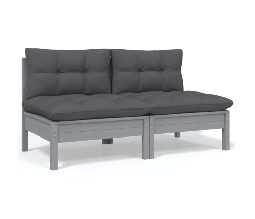Juego de muebles de jardín 5 pzas y cojines madera maciza pino