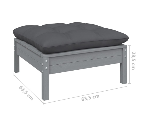Juego de muebles de jardín 5 pzas y cojines madera maciza pino