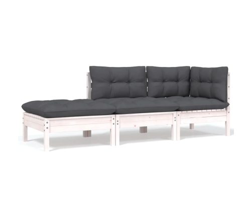 Muebles de jardín 8 pzas con cojines madera maciza de pino
