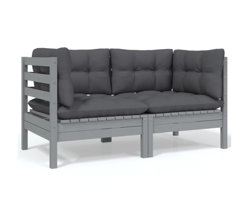 Juego de muebles de jardín 9 pzas y cojines madera maciza pino