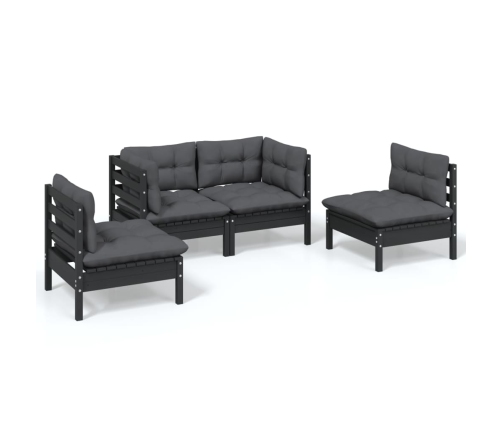 Juego de muebles de jardín 4 pzas y cojines madera maciza pino