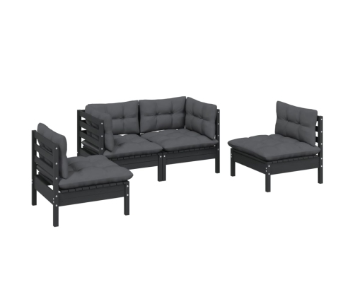 Juego de muebles de jardín 4 pzas y cojines madera maciza pino