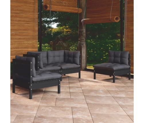 Juego de muebles de jardín 4 pzas y cojines madera maciza pino