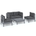 Juego de muebles de jardín 5 pzas y cojines madera maciza pino