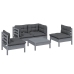 Juego de muebles de jardín 5 pzas y cojines madera maciza pino