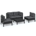 Juego de muebles de jardín 5 pzas y cojines madera maciza pino
